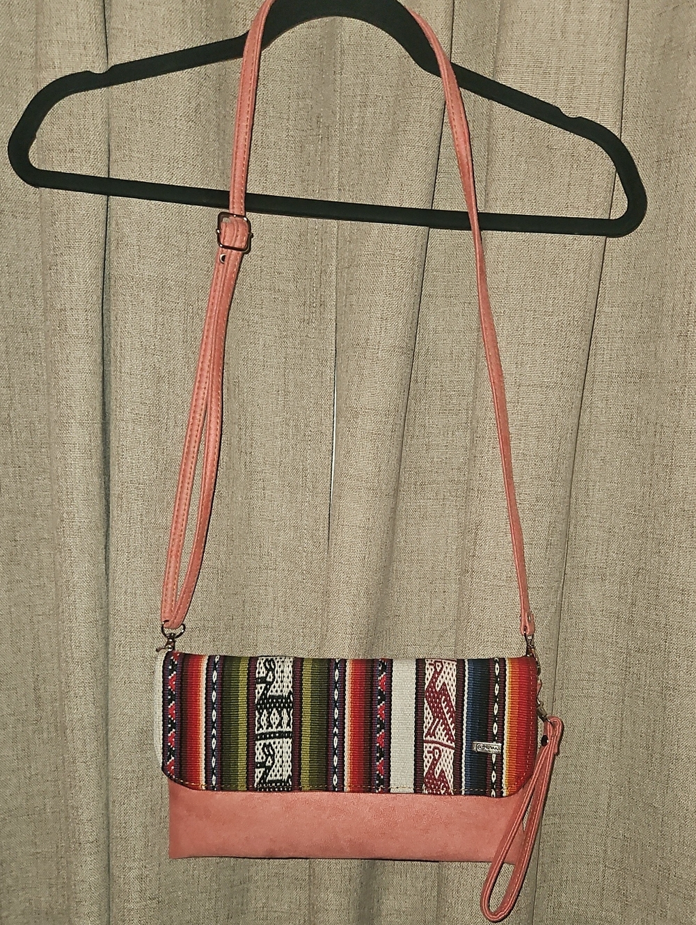 Woven Pattern Coral Crossbody Clutch - Women, Handmade